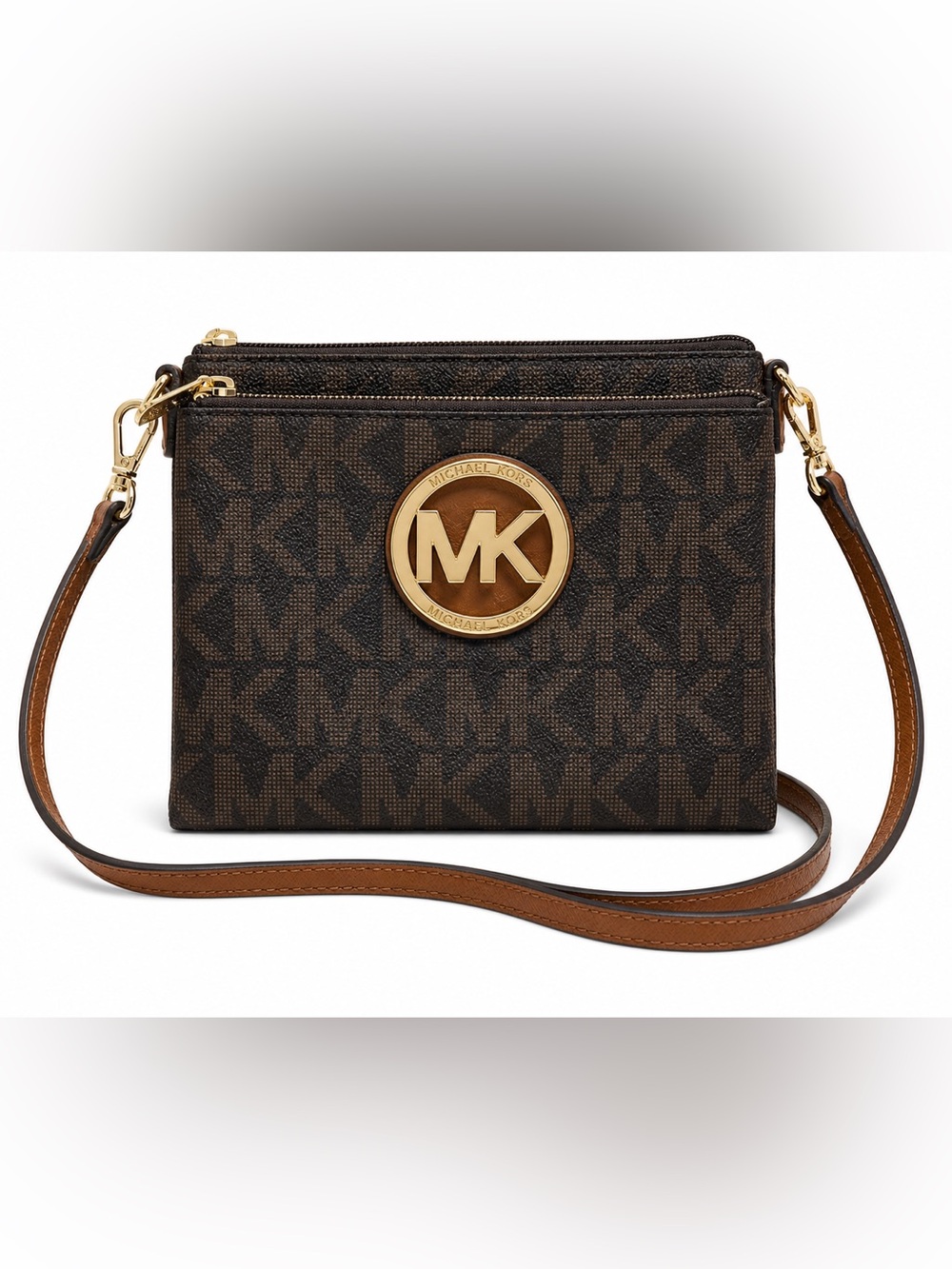 Michael Kors Fulton Mk Logo Crossbody Swing Pack Brown